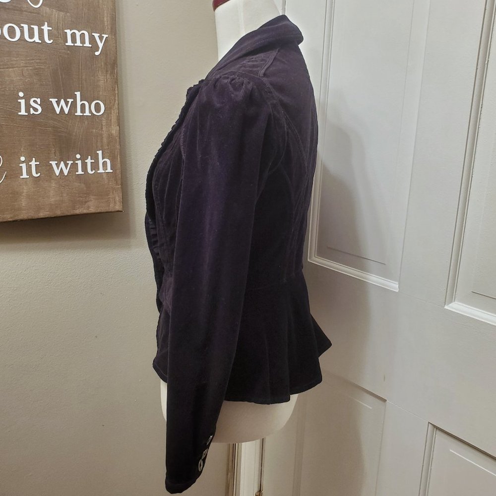 WHBM Black Corduroy Peplum Blazer Size 4 - Picture 5 of 8